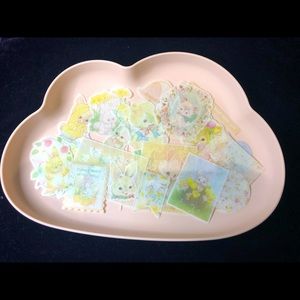 Retro Easter bunny stickers (25 pcs, washi paper)